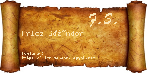 Fricz Sándor névjegykártya